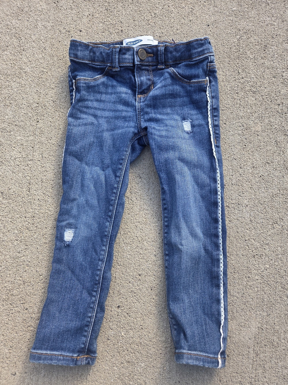 Old Navy Girls' Blue Denim Jeans with Side Trim
